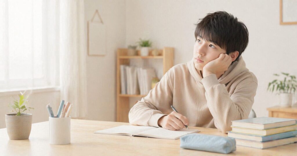 勉強に集中できない中2男子の画像